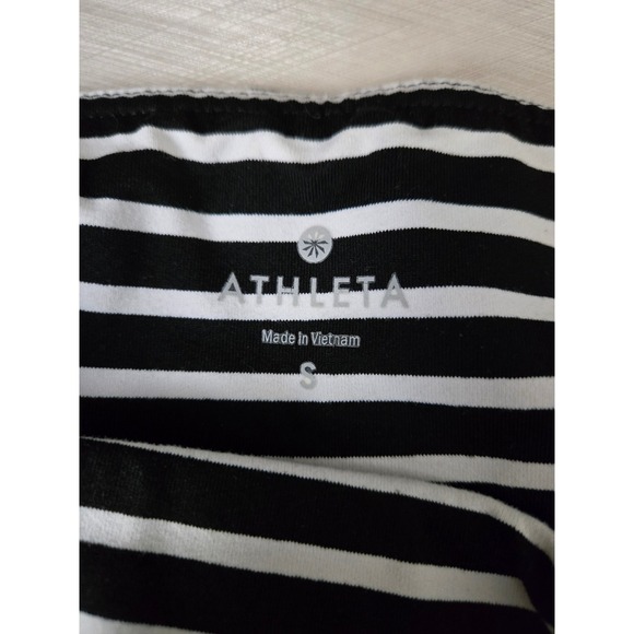 Athleta Womens Black White Striped Ruched Back Cropped Yoga Leggings Small S - Picture 4 of 5
